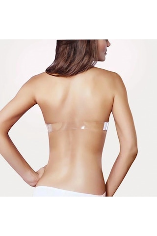 Nurteks Tek Sırt Şeffaf Askılı Push-up Içi Dolu Straplez Sütyen 1505 Beyaz