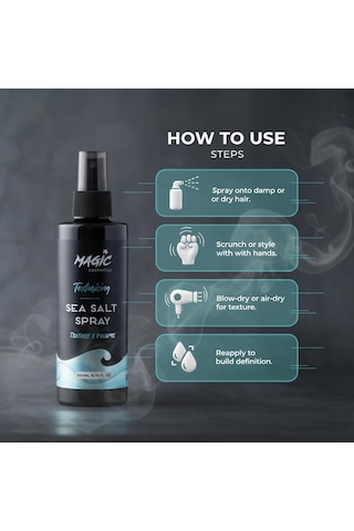 Profesyonel Deniz Tuzu Saç Spreyi 200ml Doğal Dalgalar, Hacim Veren Ve Mat Görünüm Sağlayan Formül Tüm Saç Tipleri İçin, Unisex Sea Salt Spray