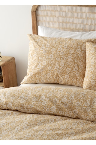 %100 Pamuk Ranforce Bloom Çift Kişilik Nevresim Takımı Hardal 200x220 Cm Çok renkli