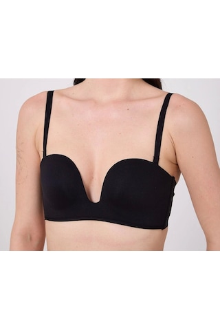 Freshness Msf05 Destekli V Dekolte Lazer Kesim Sütyen Siyah