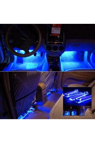 jmsstore Araba Üstü Araba Atmosferi 4'ü 1 Arada 12v Mavi Lamba Şarj Led İçi