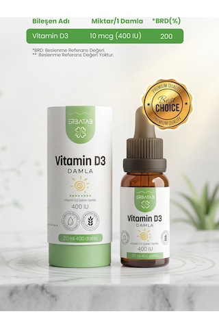 Erbatab Kids Vitamin D3 400 Iu Damla 20 ML