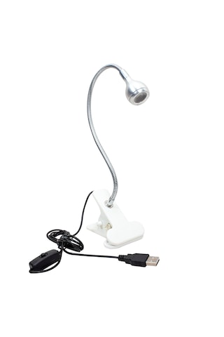 Beyaz Cob Ledli Masa Lambası Kıskaçlı Akrobatik Usb Masa Lambası - Çalışma Lambası - 360 Esnek Gövde Beyaz Işık