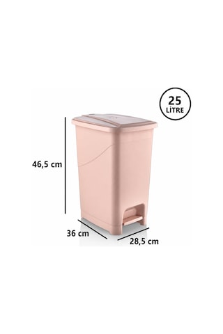 Omnipazar Srl-3029 Slim Pedallı Plastik Çöp Kovası İç Kovalı 25 Litre Pembe