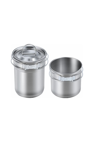 Teltree 2'li Yığmal Kamp Bardak Seti 304 Çelik Kollu Fırça Torbalı, Piknik-fishing-acil Durumlar İçin Taşınabilir Kahve Bardakları Gümüş