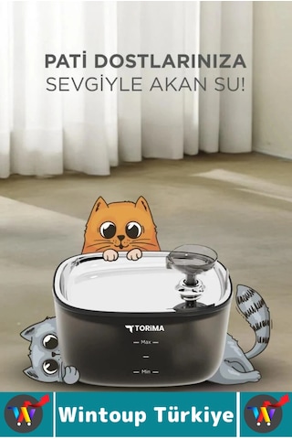 Premium Evcil Hayvan Kedi Köpek Ultra Sessiz Temiz Su Pınarı Otomatik Filtreli Su Çeşmesi 2.5 Litre