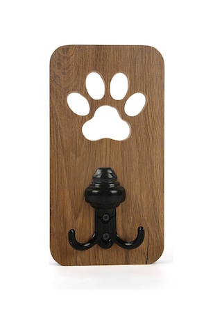 Dekoratif Ahşap Askılık Pati Şeklinde Duvara Monte Tekli Duvar Askısı 12x23 Cm Kahverengi-siyah