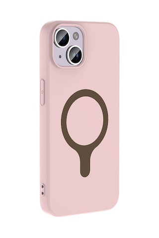 Maks Technology iPhone Uyumlu 13 Kılıf M-safe Şarj Özellikli Mkst Aris Silikon Kapak - Açık Pembe