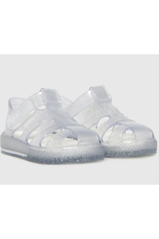 Igor S10265 Star Glitter 3004 Çocuk Simli Beyaz Sandalet 20 -27 Beyaz