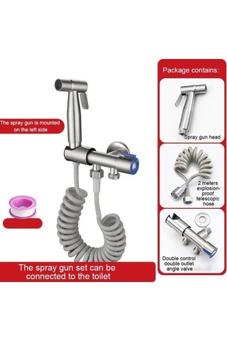 Besthome1 Ev Hijyeni İçin Paslanmaz Çelik Bıd. Spreyi, 2m Hortumlu, G1/2 Açık Gümüş GÜMÜŞ