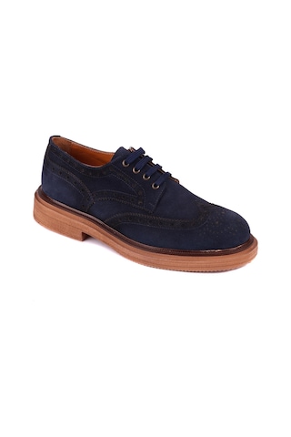 Shoetyle - Lacivert Hakiki Süet Bağcıklı Erkek Ayakkabı 666-3951-1236 Lacivert