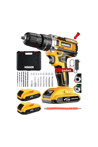 Mager 12 Volt 1.2 Ah Çift Akülü Su Terazi Göstergeli Darbeli Matkap Vidalama Sarı Mager 12 Volt 1.2 Ah Çift Akülü Su Terazi Göstergeli Darbeli Matkap Vidalama Sarı
