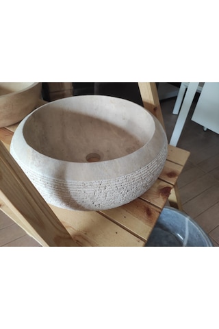 Traverten Tarama Silindir Lavabo