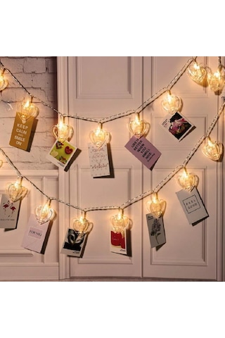 Dekor Düğün Işıkları Mandal Pilli Kalpli Gün Işığı Led Işık Led Işık Heart Photo Clip String Light Gün Işığı