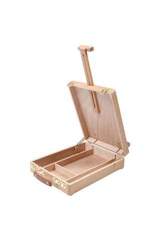 Sones Sanatçı El Sanatları Masaüstü Şövalesi Entegre Ahşap Kutu Sanat Çizim Boyama Masa Kutusu