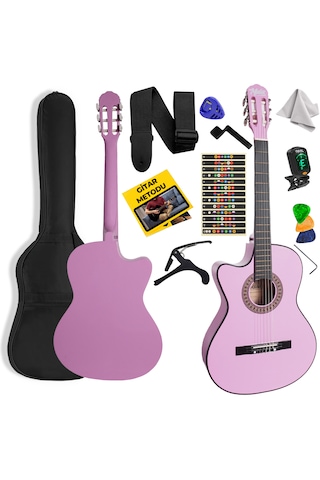 Cg-396pu Solak Klasik Gitar Lila Renk Full Set Sap Ayarlı 4/4