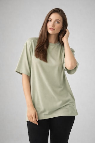 Enva Store Kadın Oversize Fit Yuvarlak Yaka Modal Basic T-shirt Tişört Haki
