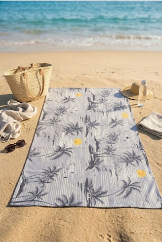 Retro Island Gri Plaj Havlusu 70 X 150 Cm Açık Gri - Gri