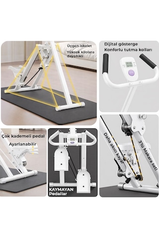 Relaxus Katlanabilir Dikey Merdiven Tırmanma Basamak Kondisyon Egzersiz Fitness Aleti Direnç Lastiği Hediye Beyaz