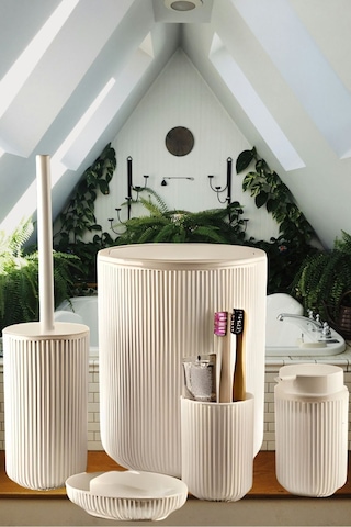 5 Parça Banyo Seti Bej Diğer