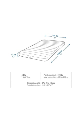 Şişme Yatak - 2 Kişilik - 140 Cm - Aır Comfort Turkuaz