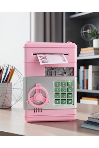 Şifreli Elektronik Kumbara Büyük Kapasiteli Uczzzsam53numberbank-27 Pembe