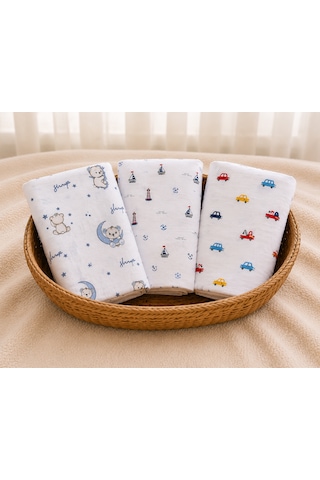 Minora Baby&Kids 3'lü %100 Pamuk Müslin Bebek Örtüsü Seti Çok Amaçlı Müslin Battaniye - 100 X 100 CM Karışık