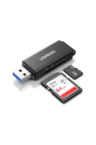 Ugreen Usb 3.0 Sd Ve Micro Sd Kart Okuyucu, Siyah, 40752