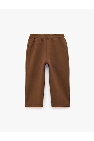Koton Beli Lastikli Şardonlu Cepli Jogger Eşofman Altı Kahverengi 7wmb40022tk Kahve