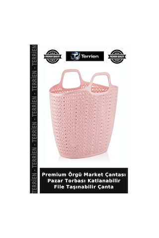 Premium Örgü Market Çantası Pazar Torbası Katlanabilir File Taşınabilir Çanta Çok Renkli