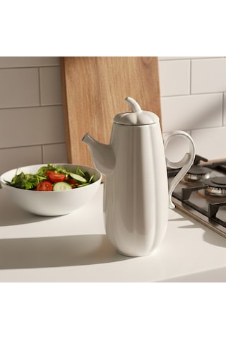 Porsima 17020 2li Pumpkin Porselen Çok Amaçlı Sunum Ve Servis Yağdanlığı Yağlık Sirkelik Yağdanlık 1000+1000 Ml Beyaz