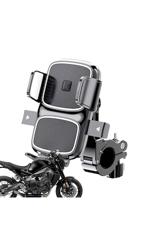 Mt63 Motosiklet Bisiklet Telefon Tutucu Gidon Uyumlu Otomatik Kilitli Siyah