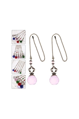 2pcs Fan Fan Işık Asma Zinciri Ev Dekorasyon Araba Trim Crystal Ball Kolye Tavan Fan Çekme Zinciri