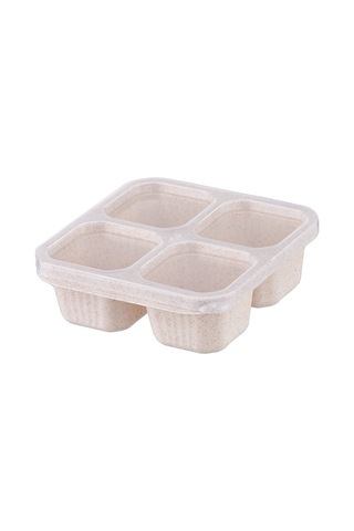 Hangfox Mavi Logo'lu Buğday Saplı Dört Bölmeli Lezzet Kutusu, Lezzetli Atıştırmalıklar İçin Tuzak Olmayan, Kapatıcıklı Sağlıklı Muhafaza Aracı Çok Renkli