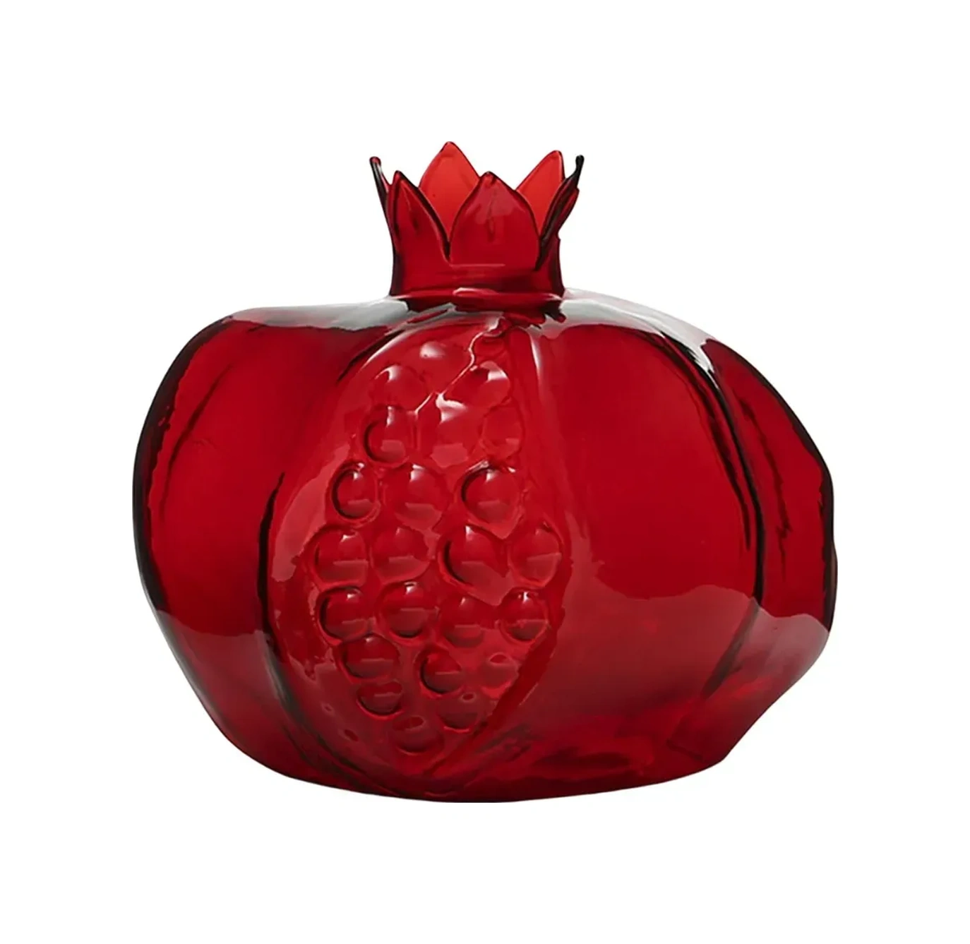 Kosona Kırmızı Cam Nar Şekilli Masaüstü Süs Vazo, Su Bitkileri Ve Yapay Çiçekler İçin, Sabit Tabanlı Dekoratif Mini Süs Eşyası