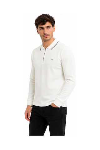Advante Erkek Mevsimlik Spor Polo Yaka Fermuarlı Sweatshırt Bgl-st05468 Ekru