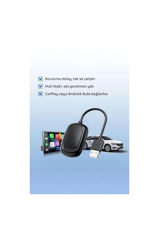Torima X8 Mini Kablosuz Carplay Usb Ve Type-c Uyumlu Araç Multimedya Dönüştürücü Adaptörü
