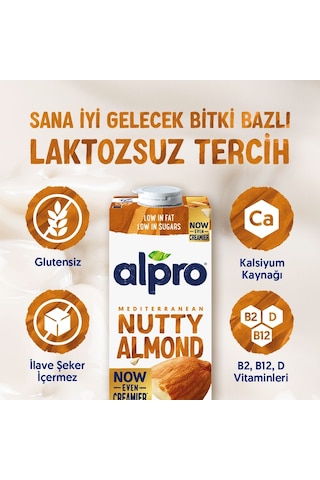 Alpro Badem Sütü 8x1 L Vegan Laktozsuz Bitkisel Bazlı