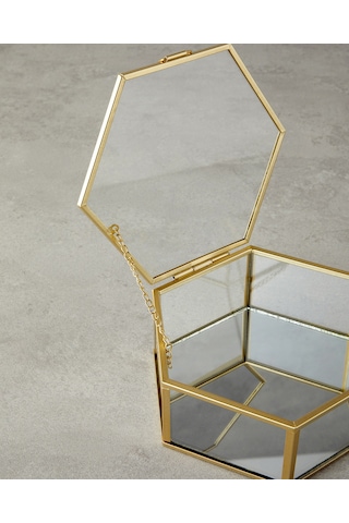 English Home Deluxe Cam Dekoratif Kutu 14x16x6 Cm Gold