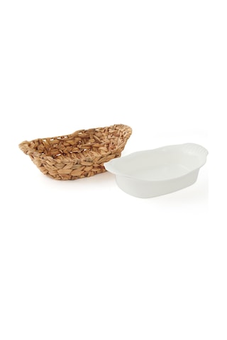 Ultraform Porselen Hasır Fırın Kabı 24x40 Beyaz