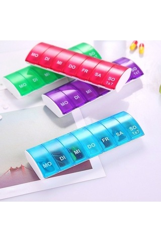 Tongxida Yedi Taşınabilir Sones Saklama Parçalı Mor Mini Kutusu Hap İz Kırmızı Mor