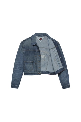 Tommy Hilfiger Pleated Trucker Jack, 1a5 Mavi Kadın Kot Ceket