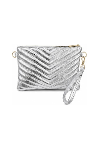 Sanmorris Kadın Suni Deri Ayarlanabilir Çapraz Ve El Askılı Portföy, Clutch Çanta S-1407 Gümüş