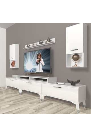 Decoraktiv Ekoflex 270da Slm Silver Tv Ünitesi Tv Sehpası Beyaz