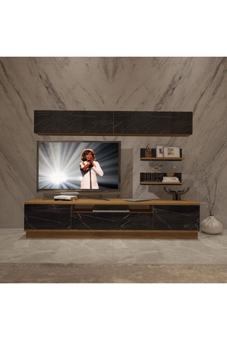 Decoraktiv Trendstyle 5s Mdf Tv Ünitesi Tv Sehpası Pera - Siyah Mermer