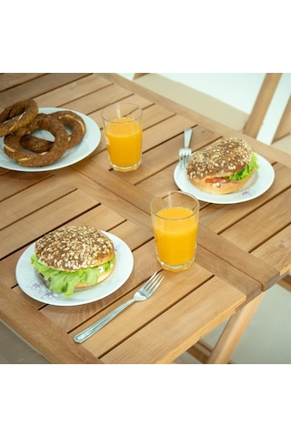 Flat Katlanır Ahşap Bahçe Balkon Masası 70x53 Bej