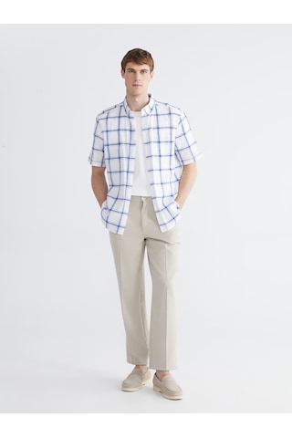 Lcwaıkıkı Classic Beyaz Regular Fit Kareli Erkek Gömlek