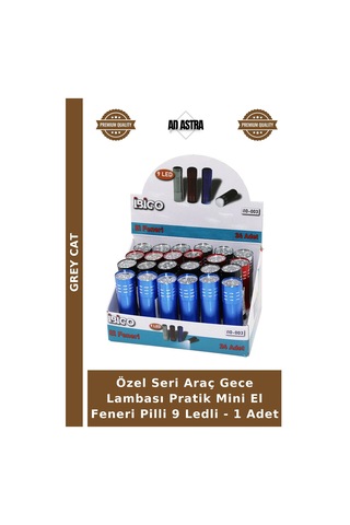 Özel Seri Araç Gece Lambası Pratik Mini El Feneri Pilli 9 Ledli - 1 Adet