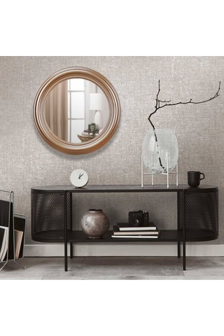 Round Yuvarlak Ayna Vizon Ceviz