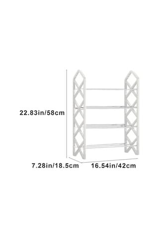 Kangvka 4 Katlı Metal Ayakkabı Rafı, Dayanıklı Çelik, Kolay Montaj, 42x58x58 Cm, Ev/ofis/çatı Katı Kullanıma Uygun Beyaz